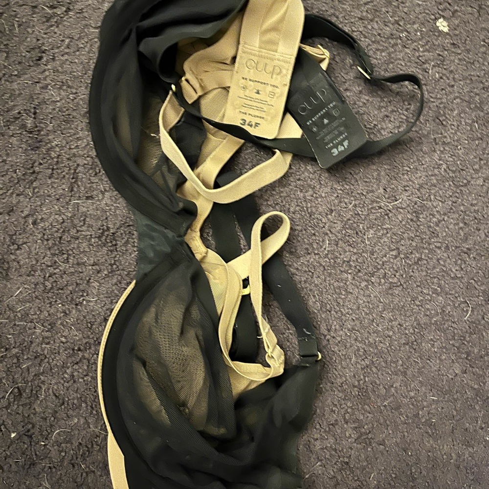 Set of 2 CUUP 34F full sheer underwire plunge bras